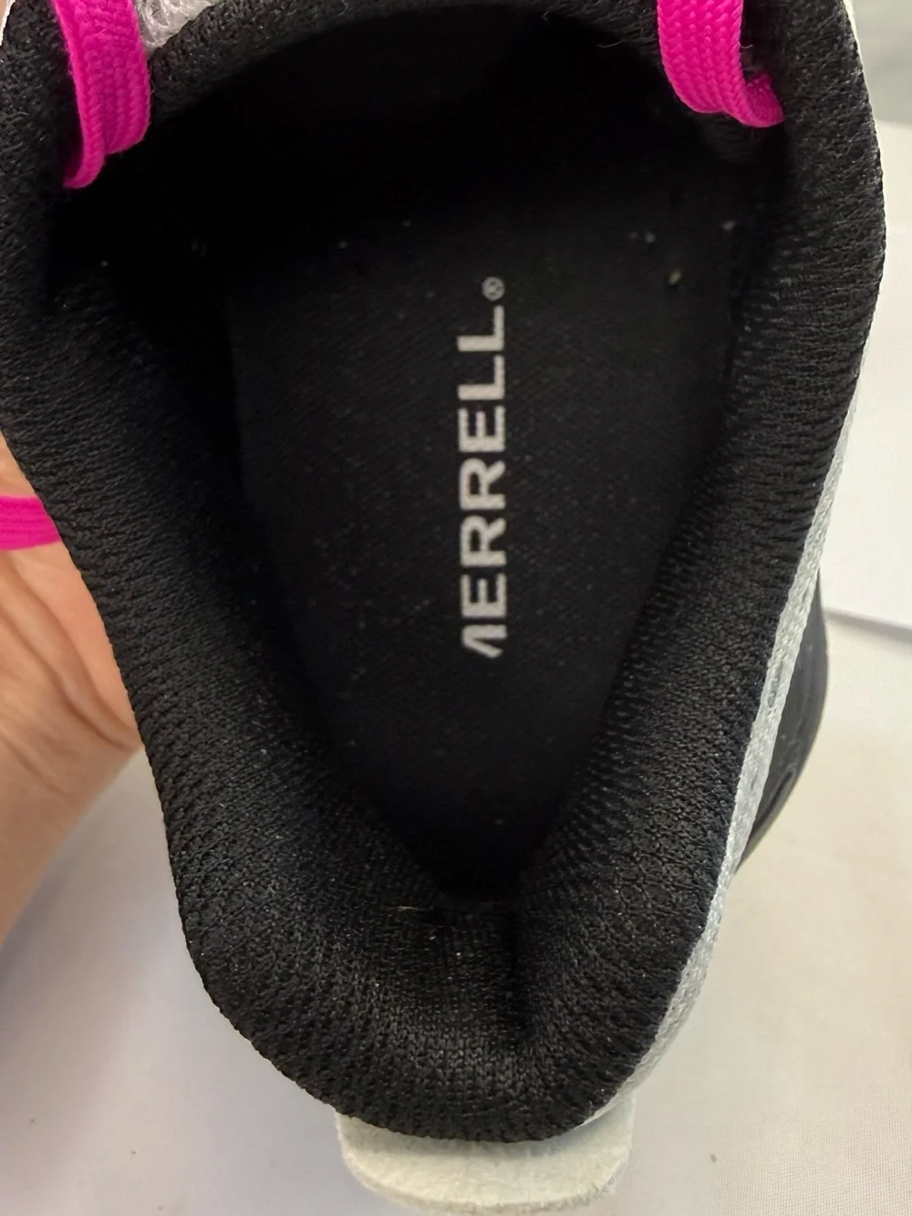 Merrell Women's White Athletic Shoes with Pink and Orange Accents